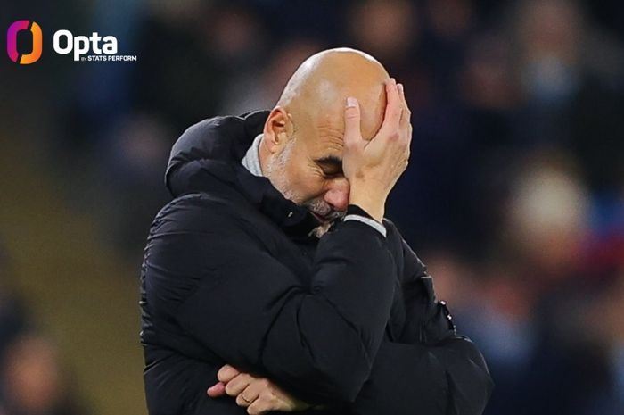 Rawut kekecewaan dari pelatih Manchester City, Pep Guardiola, setelah timnya membuang keunggulan 3-0 atas Feyenoord dan harus mengakhiri laga dengan skor 3-3.