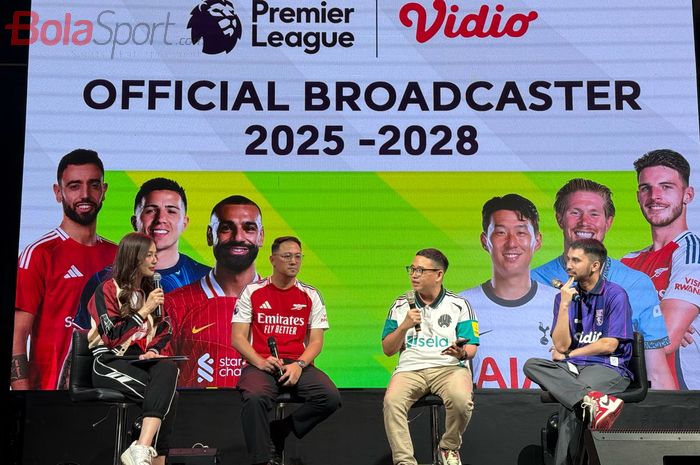 Konferensi pers pengumuman Official Broadcaster Premier League oleh Vidio yang diselenggarakan di Senayan, Jakarta, Selasa, (29/4/2025).