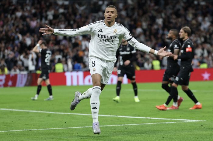 Striker Real Madrid, Kylian Mbappe, masih yakin timnya bisa melakukan comeback atas Arsenal di leg kedua perempat final Liga Champions.
