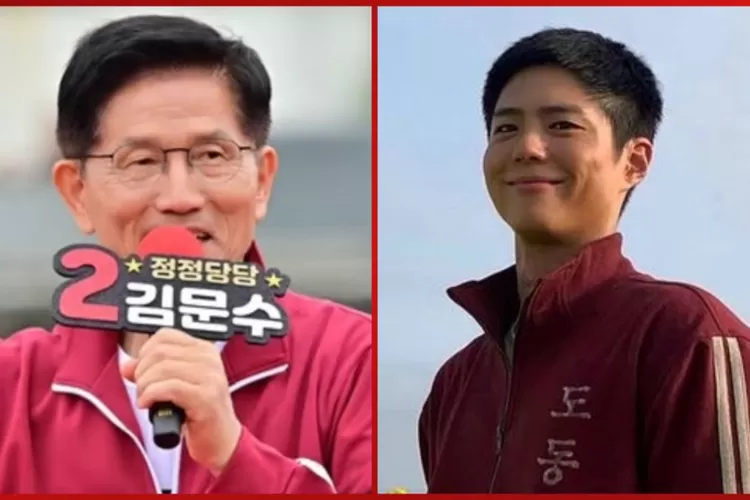 Capres Partai Kekuatan Rakyat, Kim Moon Soo, parodikan karakter Yang Gwan Sik dari drama When Life Gives You Tangerines saat berkampanye di Pulau Jeju.  (Kolase instagram @bogummy, Starnews Korea)