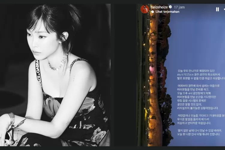 Konser MyK Festa in Gyeongju  batal, Heize beri komentar lewat akun Instagramnya (Kolase Instagram @heizeheize, Tangkap layar Instagram Story @heizeheize)