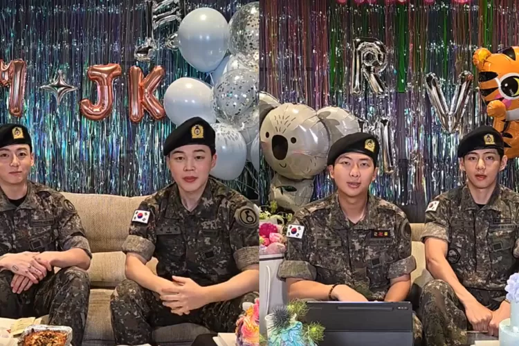 Empat anggota BTS yang baru saja menyelesaikan wajib militer langsung menyapa penggemar lewat siaran langsung yang memecahkan rekor dan disambut gegap gempita secara global. (Weverse BTS)