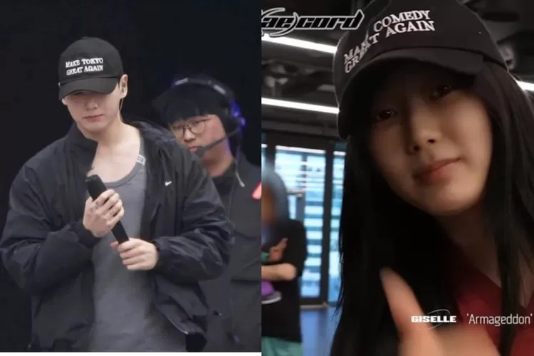 Tidak cuma Jungkook BTS, ternyata Giselle aespa menggunakan topi yang mirip dengan MAGA, slogan ikonik dari Presiden Amerika, Trump (Twitter)