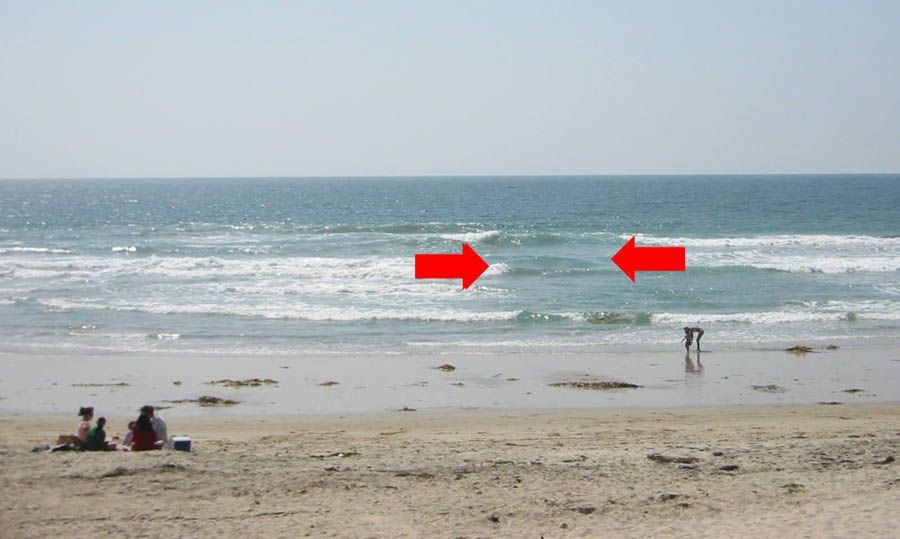 Penampakan rip current yang serupa air tenang