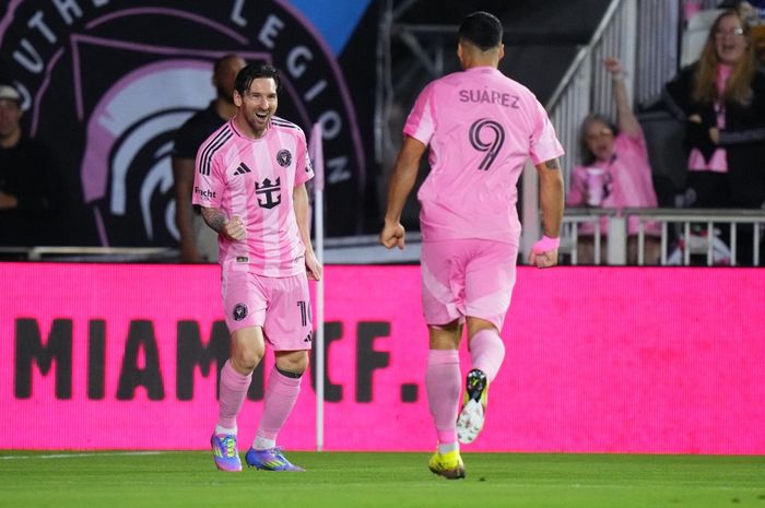 Luis Suarez dan Lionel Messi kembali bersinar dan mencetak gol dalam kemenangan Inter Miami atas Montreal Impact pada lanjutan MLS di Chase Stadium, Fort Lauderdale (29/3/2025).