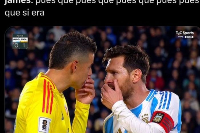 Perselisihan James Rodriguez dan Lionel Messi saat Argentina menjamu Kolombia pada Kuakifikasi Piala Dunia 2026.