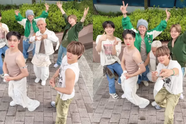 Member TREASURE dan CIX lakukan challenge bersama  (Kolase Instagram @yg_treasure_official)