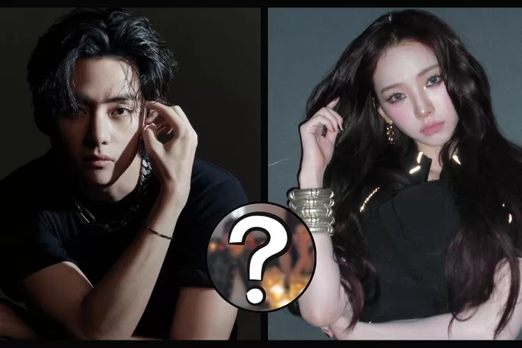 Interaksi V BTS dan Karina aespa di W Korea Love Your W Jadi Sorotan (Kolase Instagram @thv @katarinabluu X @AboutMusicYT)