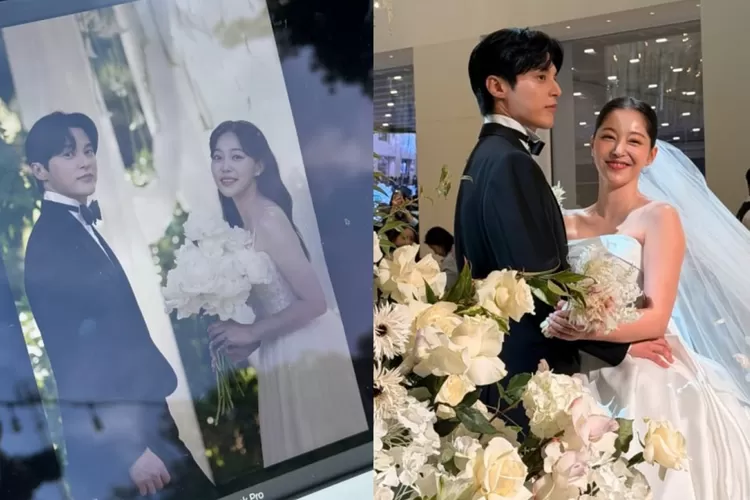 Setelah 10 tahun berpacaran, Yoon Sun Woo dan Kim Ga Eun akhirnya resmi menikah pada 26 Oktober di Seoul.  (Kolase instagram ggani8918)